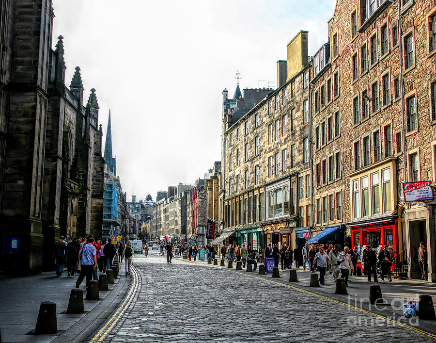 Cobblestone Street Edinburgh Scotland  Photograph by Chuck Kuhn