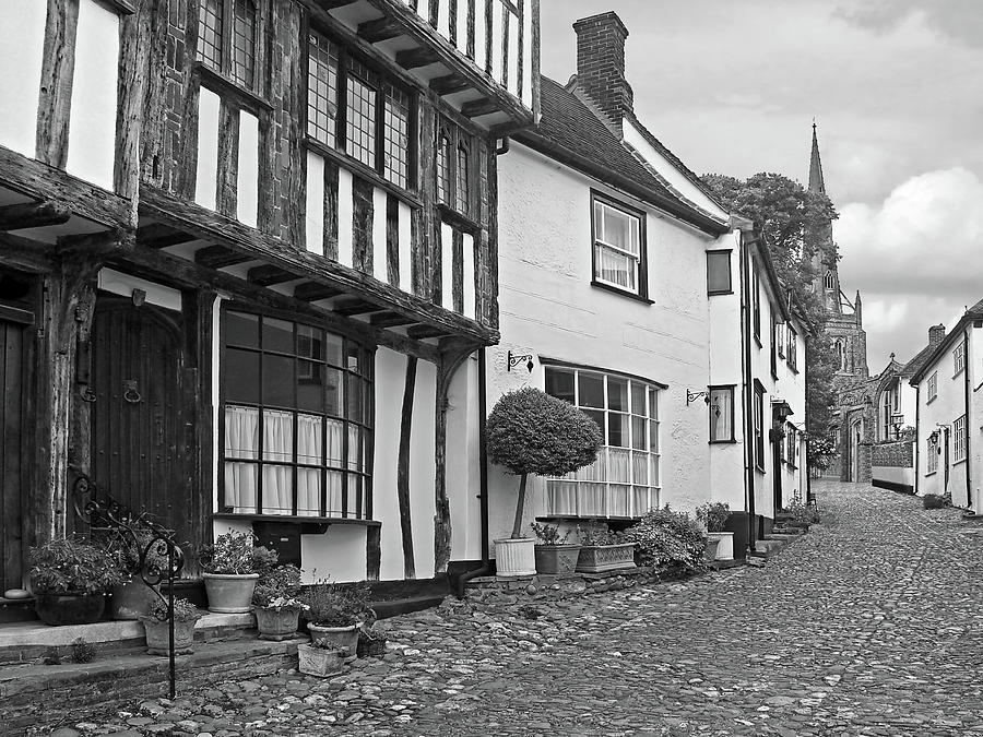 Cobblestone Street Thaxted in Black and White Photograph by Gill Billington