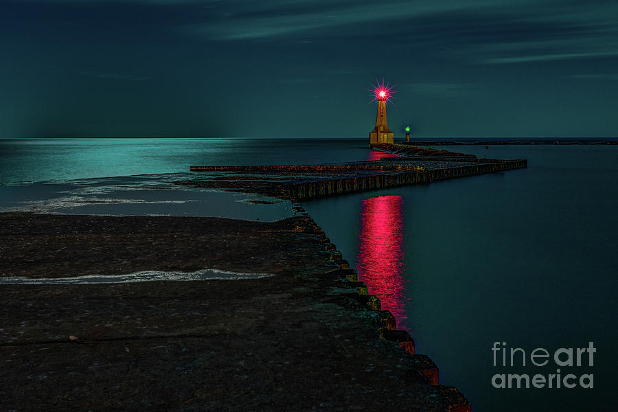 Cobourg Harbour Lights Photograph by Roger Monahan
