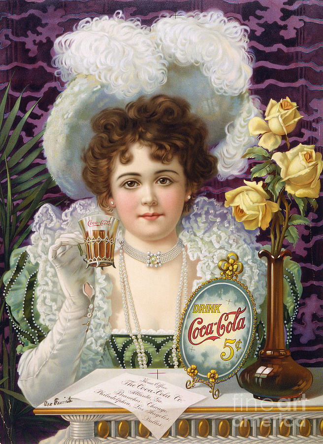 Feather Still Life Drawing - COCA-COLA AD, 1890s by Granger