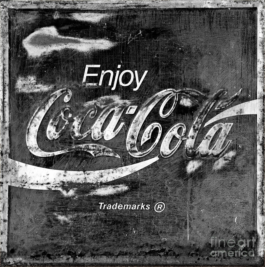 Vintage Coca Cola Black And White Square Photograph