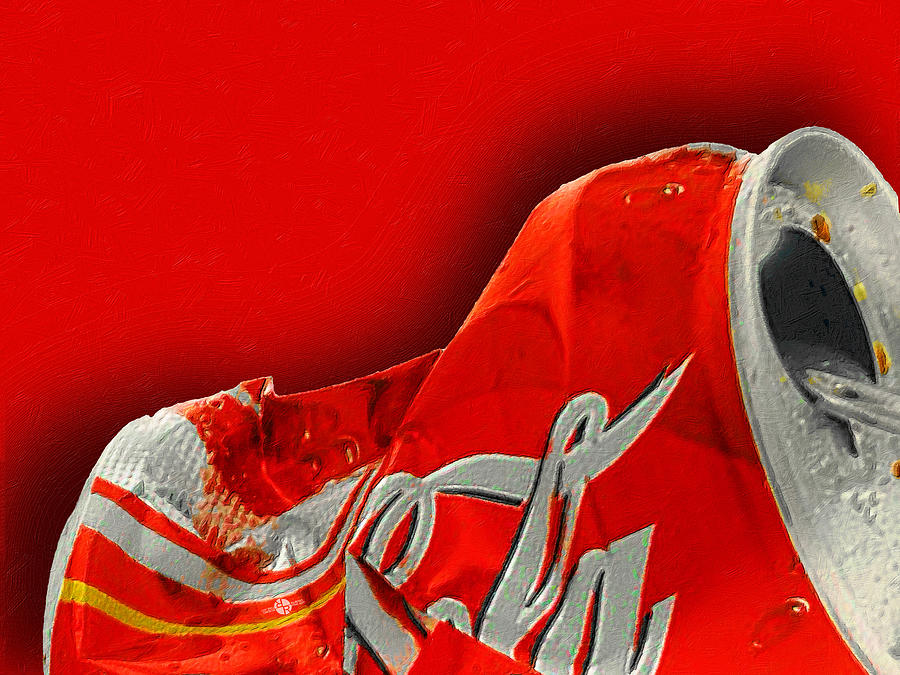 Abstract Painting - Coca-Cola Can Crush Red by Tony Rubino