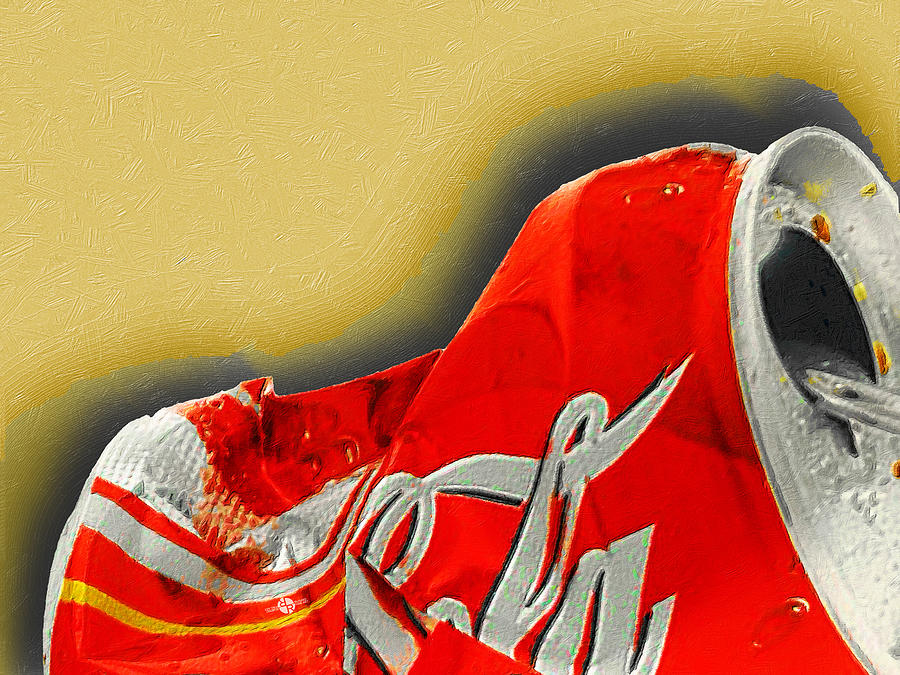 Abstract Painting - Coca-Cola Can Crush Gold by Tony Rubino
