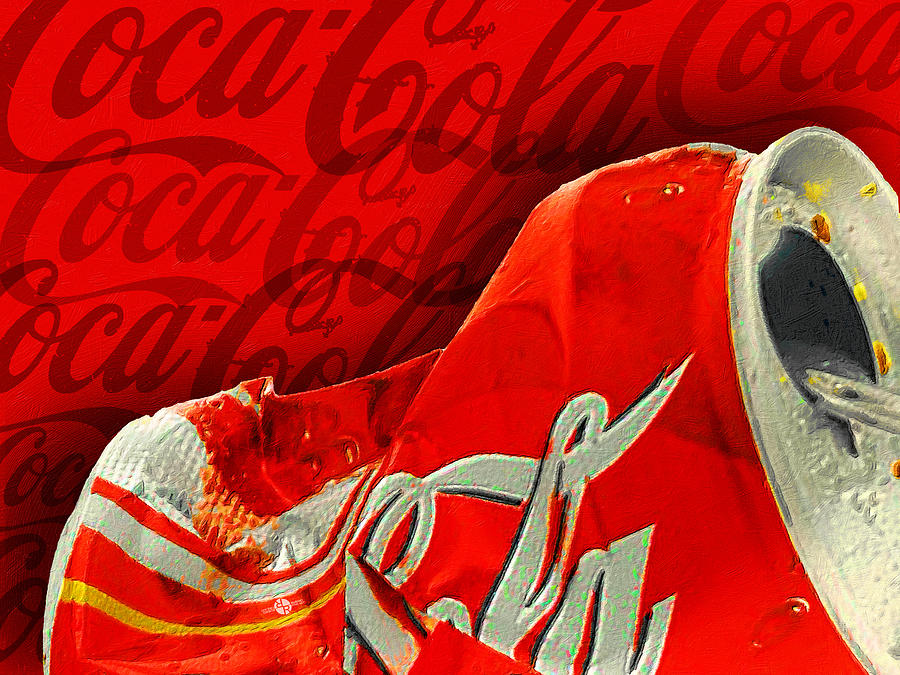 Coca-Cola Can Crush Red Logo Background Painting by Tony Rubino