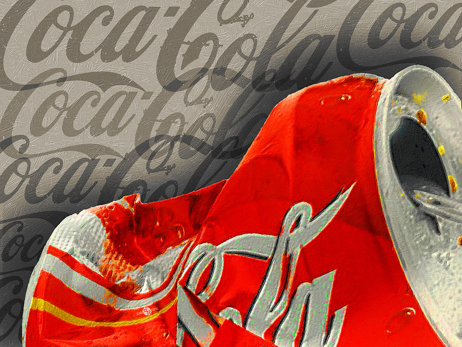 Coca-Cola Can Crush Silver Sepia Logo Background Photograph by Tony Rubino