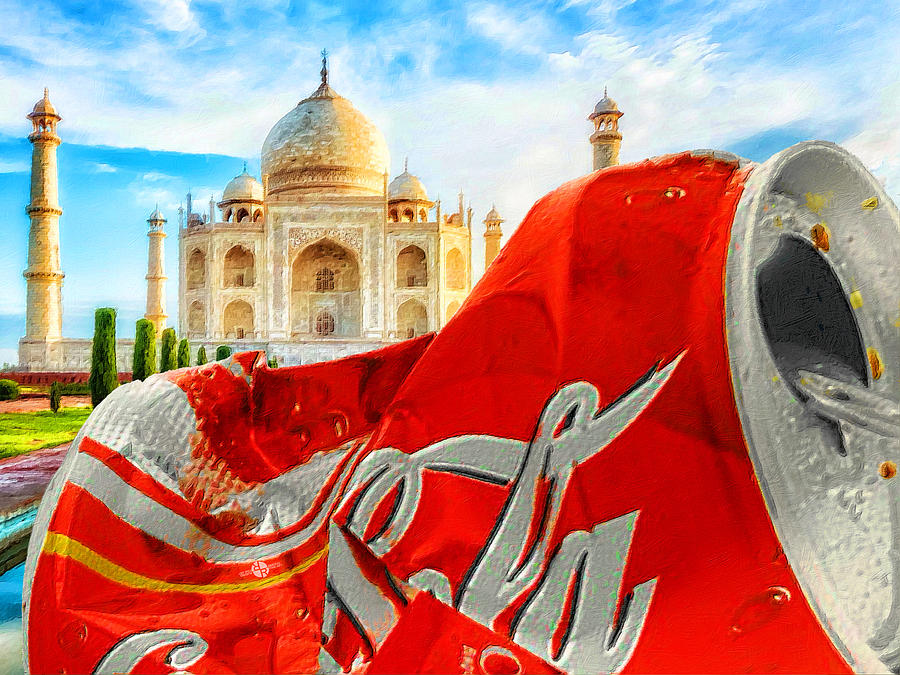 Abstract Painting - Coca-Cola Can Trash Oh Yeah - And The Taj Mahal by Tony Rubino