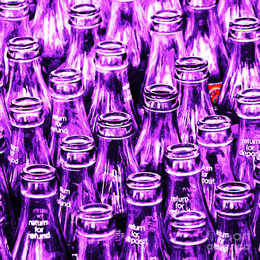 Coca-Cola Coke Bottles - Return For Refund - Square - Painterly - Violet Photograph by Wingsdomain Art and Photography