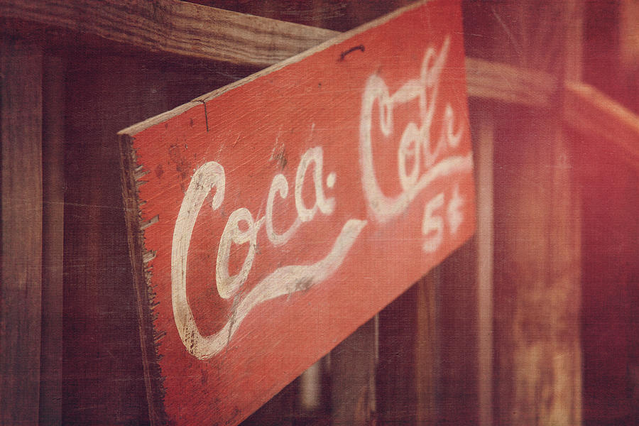 Vintage Photograph - Coca Cola Five Cents by Toni Hopper