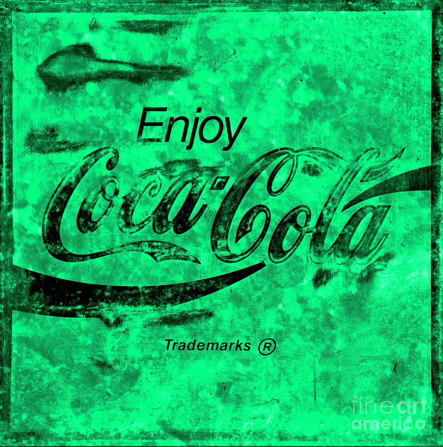 Coca Cola Sign Mottled Green Black Photograph