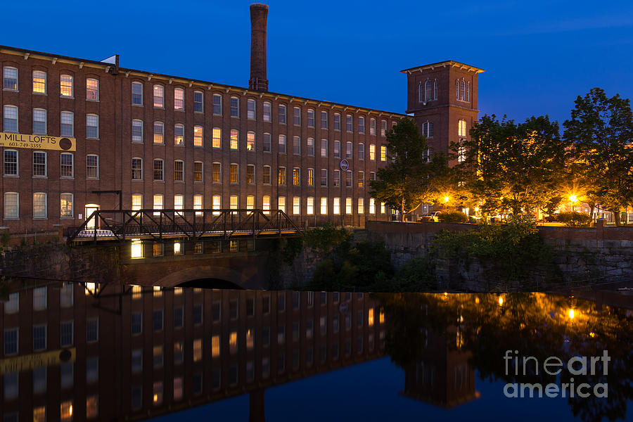Brick Photograph - Cocheco Mills at Blue Hour Dover New Hampshire by Dawna Moore Photography