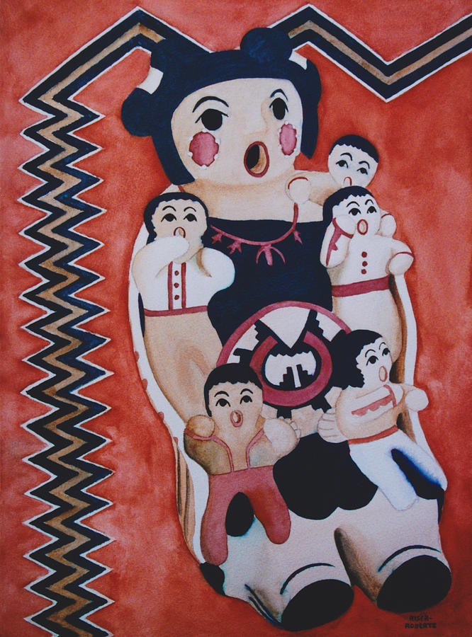 New Mexico Pueblo Painting - Cochiti Storyteller by Eve Riser Roberts