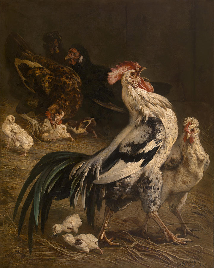 Chicken Painting - Cock by Charles Verlat