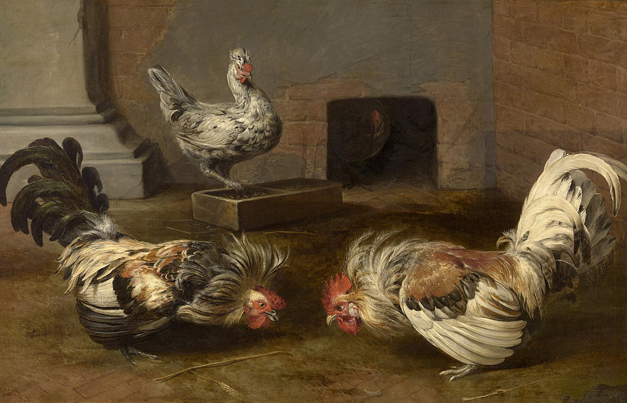 Chicken Painting - Cock Fight by Frans Snyders