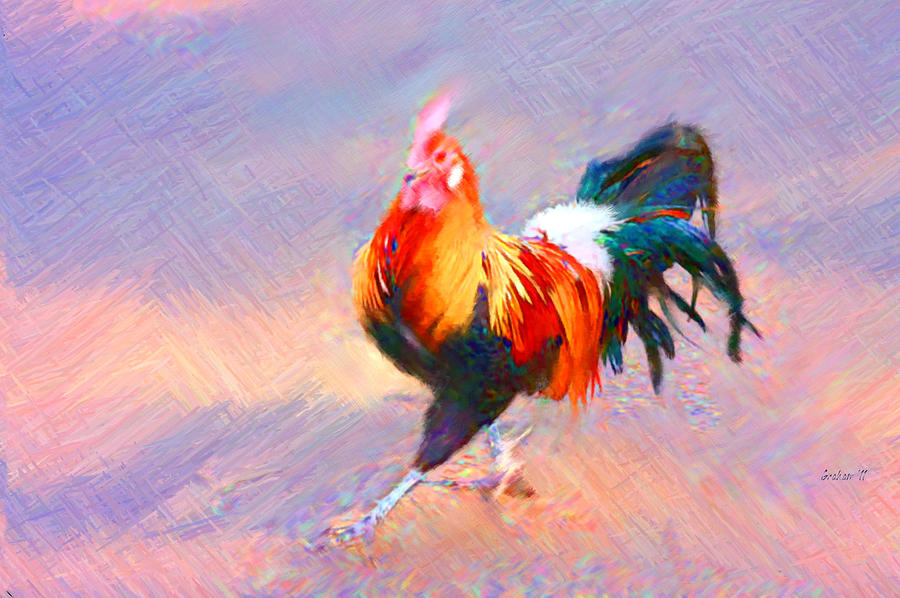 Rooster Painting - Cock of the Walk by Dwayne  Graham