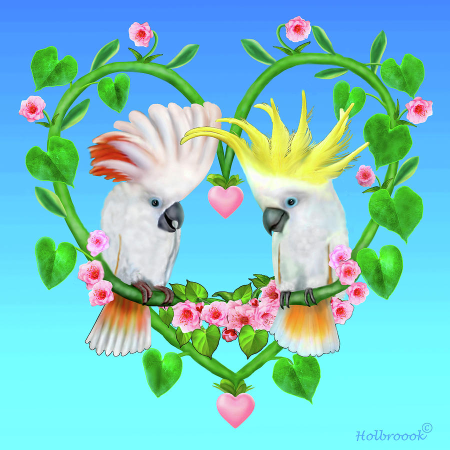 Cockatoos of the Heart Digital Art by Glenn Holbrook