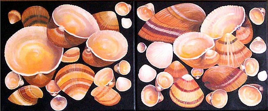 Realism Painting - Cockle Shells Dyptic by Janet Summers-Tembeli Realism Painting - Cockle Shells Dyptic by Janet Summers-Tembeli