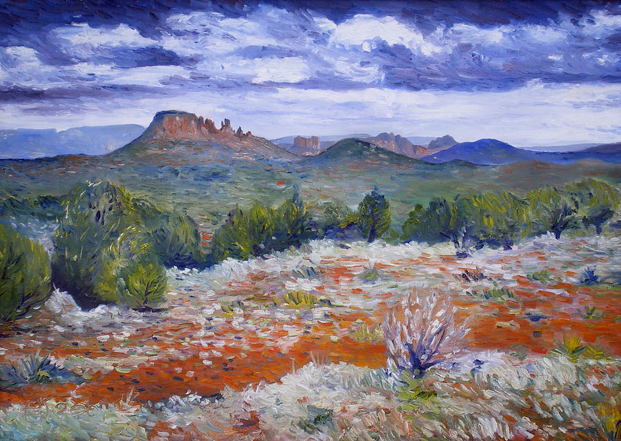 Impressionism Painting - Cockscomb Butte West Sedona Arizona USA 2002  by Enver Larney