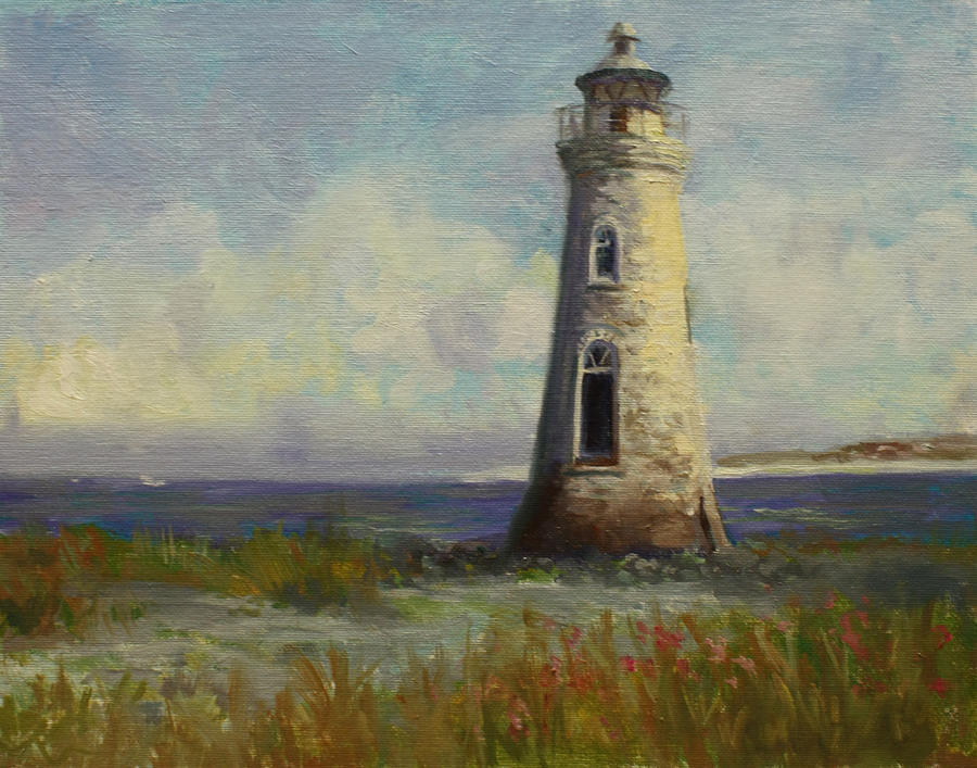 Lighthouse Painting - Cockspur Island Lighthouse by Nora Sallows