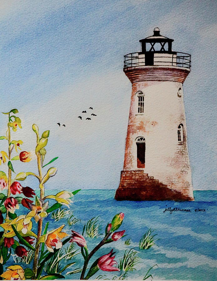 Nature Painting - Cockspur Lighthouse by Jelly Starnes
