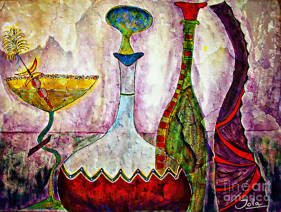 Cocktail and wine Painting by Jolanta Anna Karolska