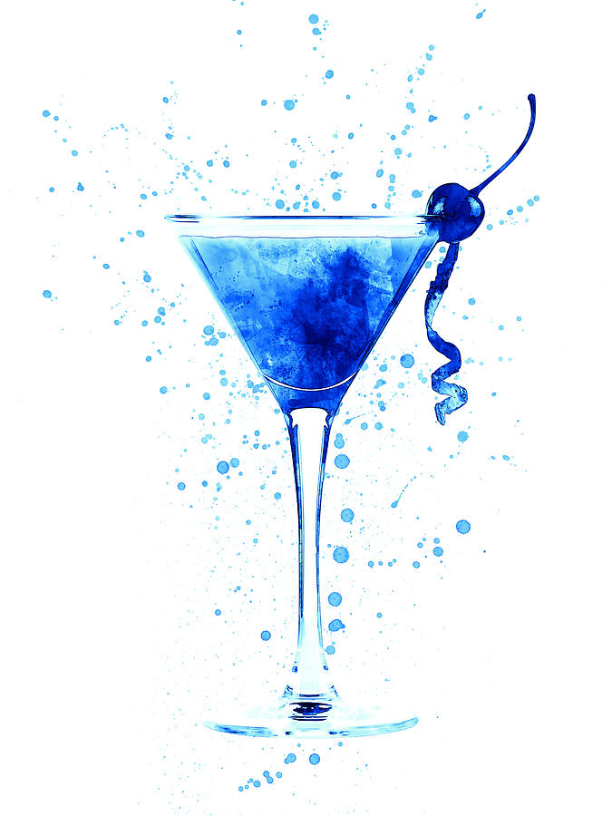 Cocktail Drinks Glass Watercolor Digital Art by Michael Tompsett