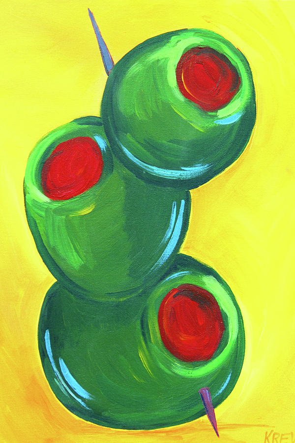 Cocktail olives Painting by Judi Krew