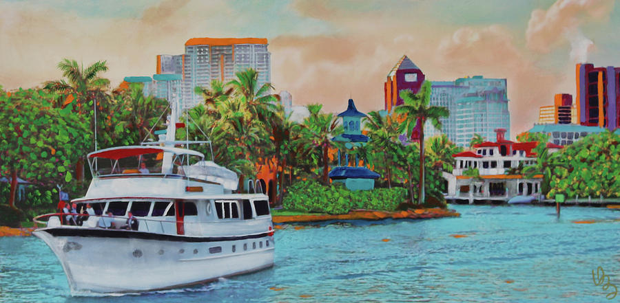 Cocktails On The New River Painting by Deborah Boyd