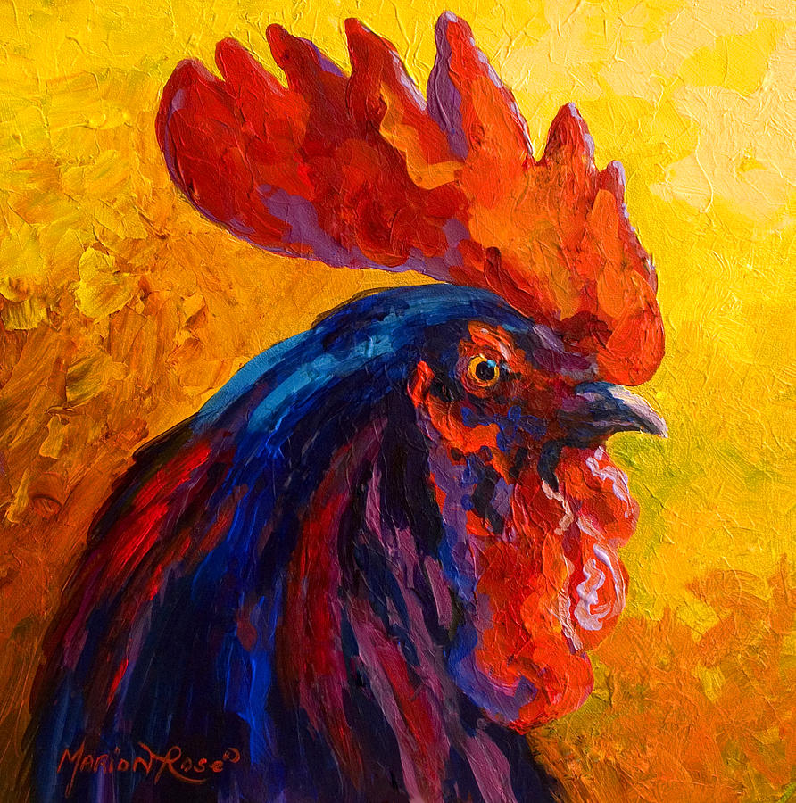 Rooster Painting - Cocky - Rooster by Marion Rose