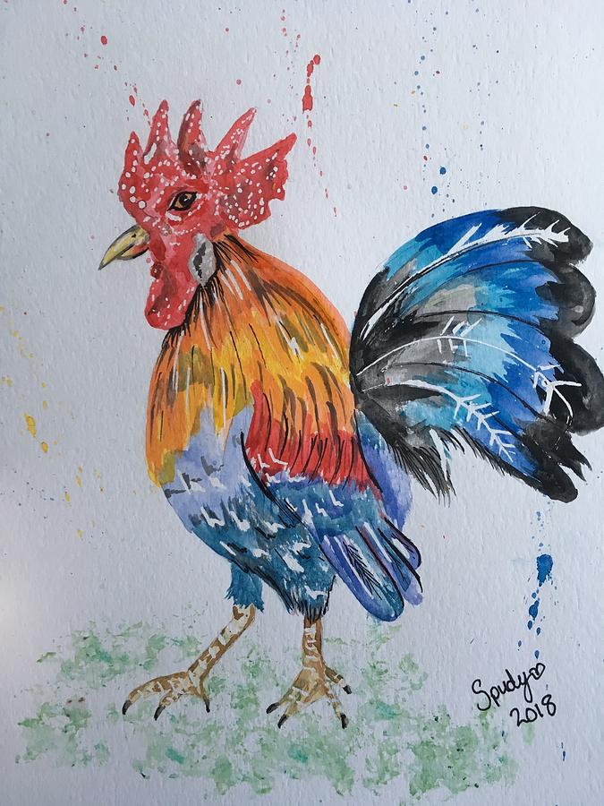 Cocky Rooster Painting by Mikala Aquilina - Fine Art America