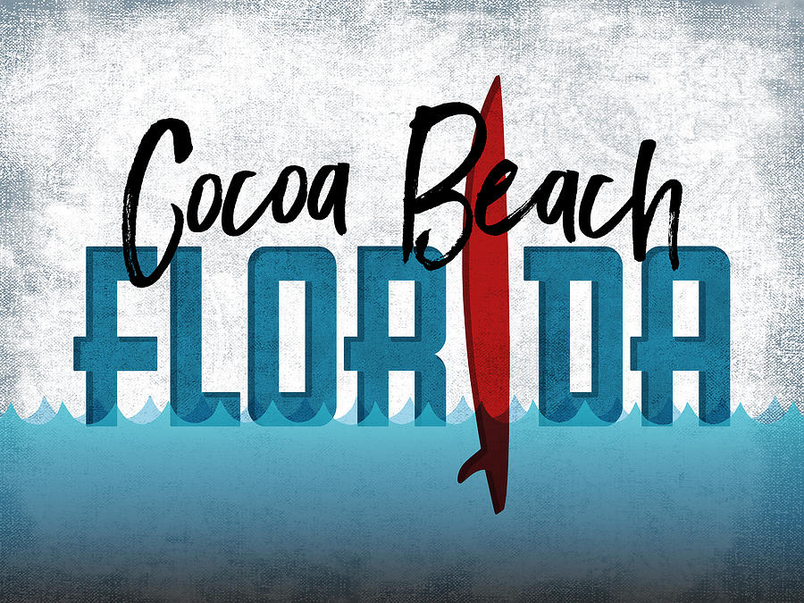 Beach Digital Art - Cocoa Beach Red Surfboard	 by Flo Karp