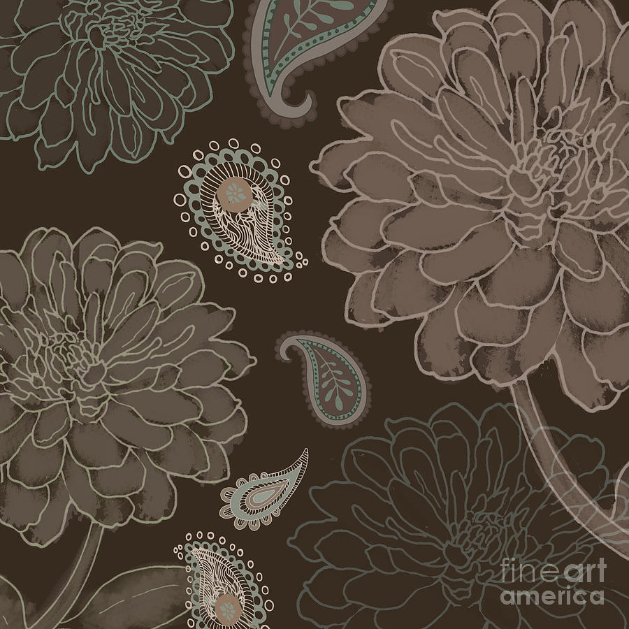 Flower Painting - Cocoa Paisley III by Mindy Sommers