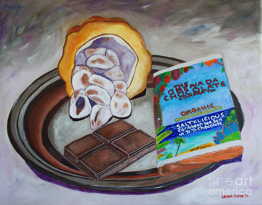 Cocoa Pod to Chocolate Bar Painting by Laura Forde
