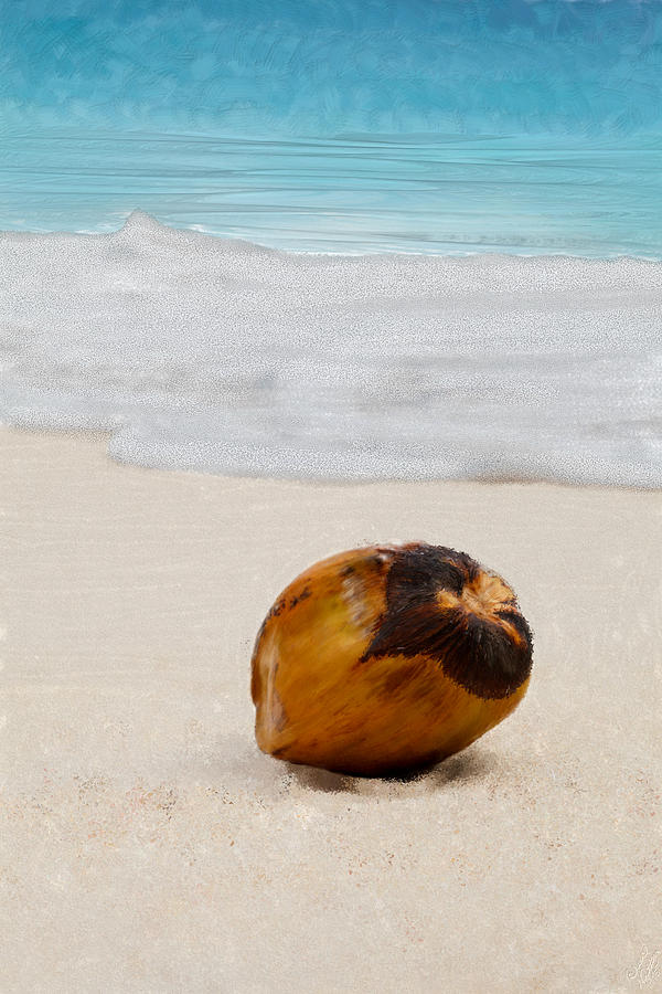 Coconut on the Beach Painting by Bruce Nutting