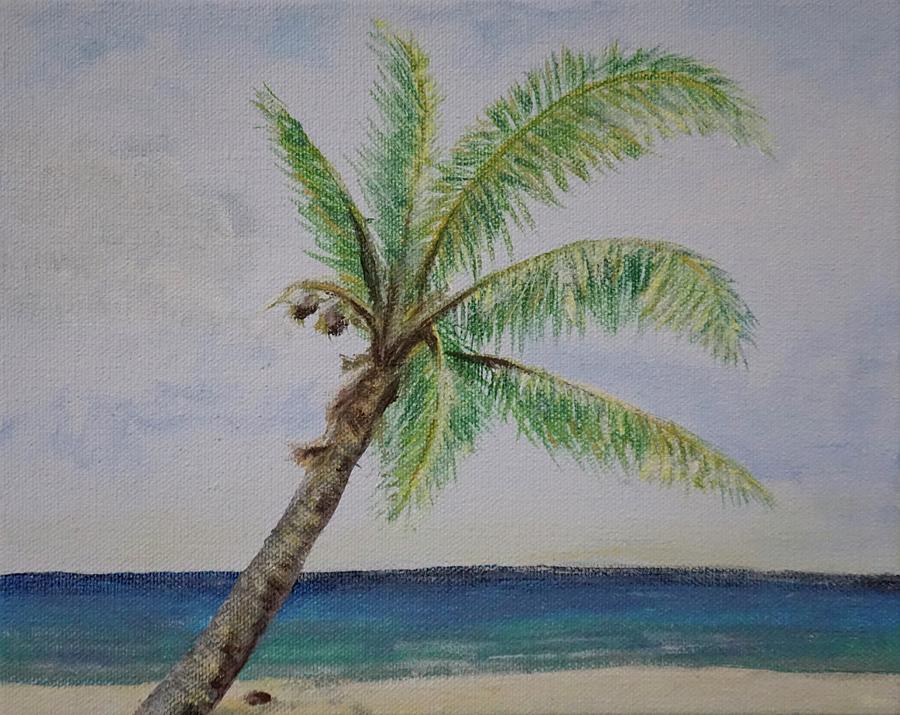 Coconut Palm on the Beach Painting by Mike Jenkins