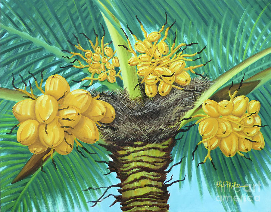 Coconut Palms Painting by Val Miller
