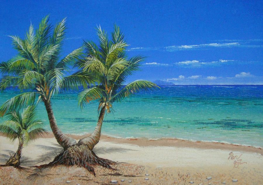 Landscape Painting - Coconut Paradise by Pravin  Sen