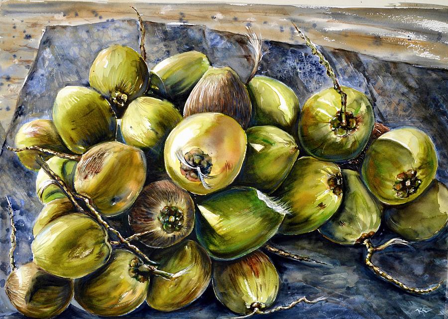 Coconuts Painting by Katerina Kovatcheva