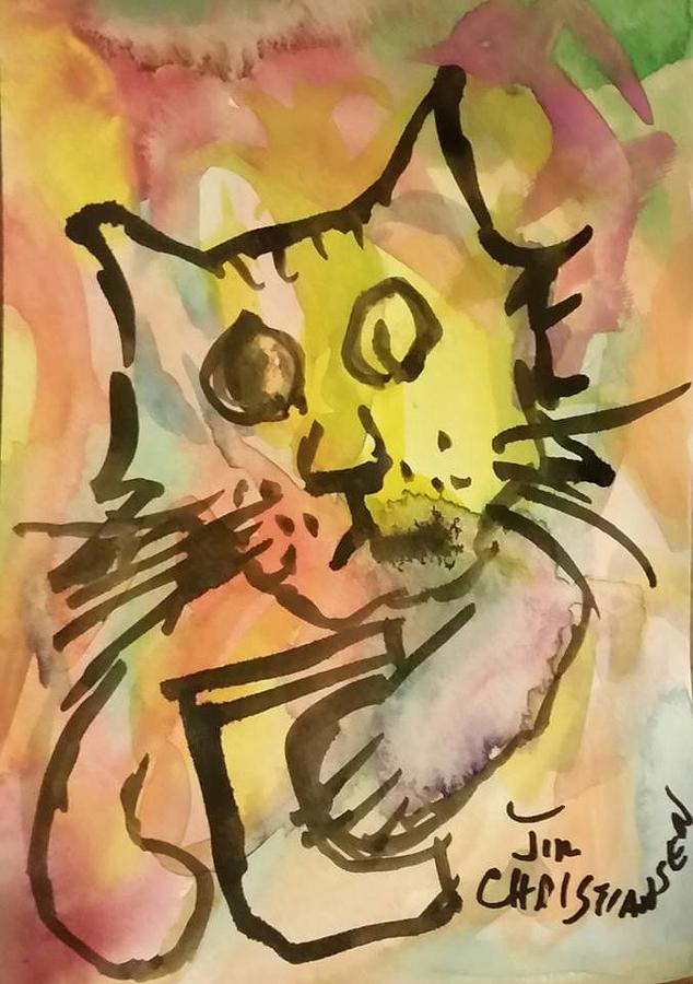Coctail Cat in distress Painting by James Christiansen