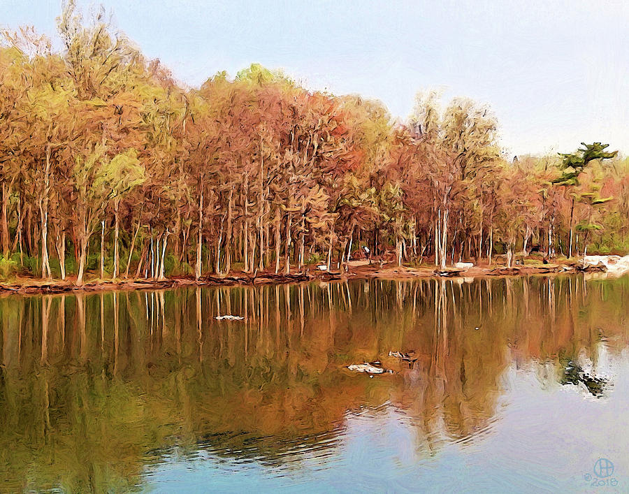 Coe Lake at Gloamin Digital Art by Gary Olsen-Hasek