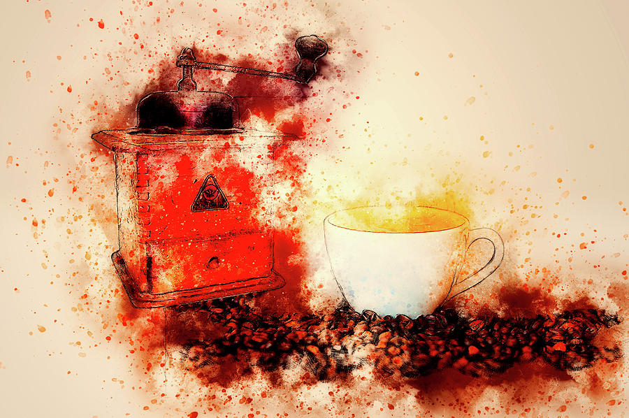 Abstract Mixed Media - Coffe Grinder by Mountain Dreams