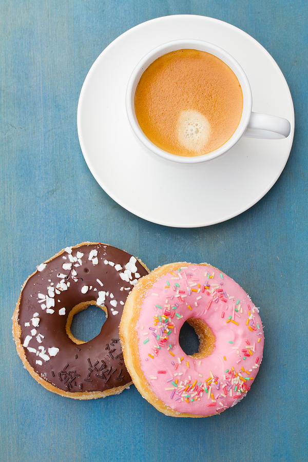 Coffee And Baked Donuts Photograph