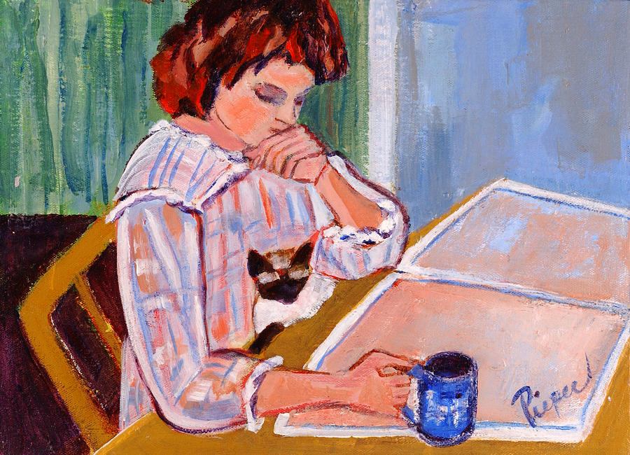 Coffee and Cat Painting by Betty Pieper