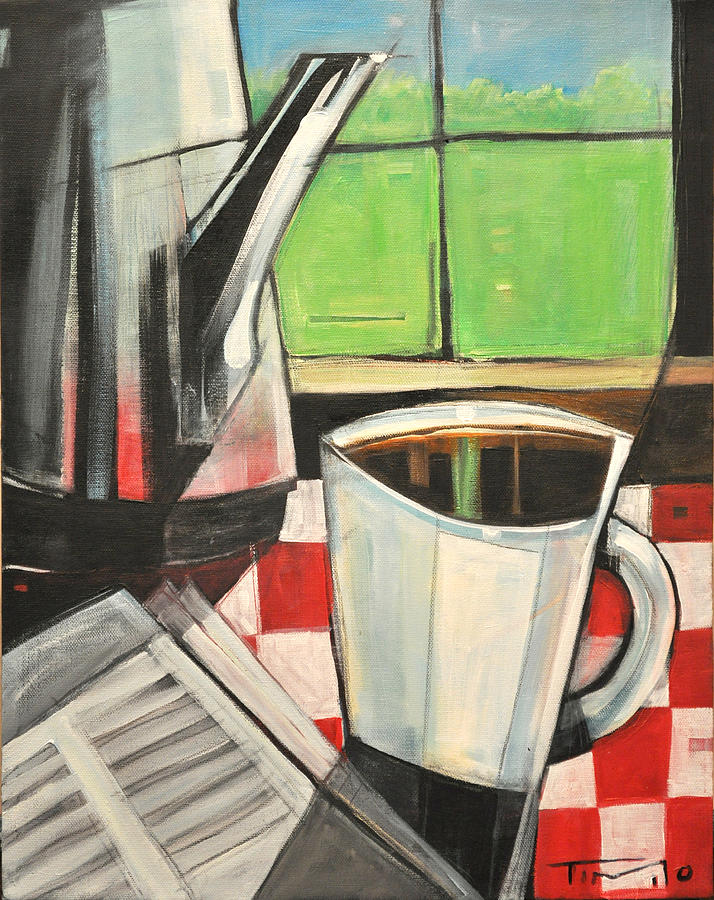 Coffee Painting - Coffee And Morning News by Tim Nyberg