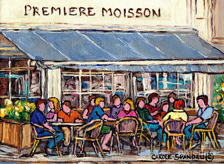 Coffee At Premiere Moisson Open Air Terrace Rue Bernard Original Paris Style Cafe Art Carole Spandau Painting by Carole Spandau