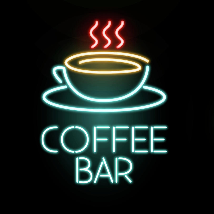 Coffee Bar Neon Mixed Media by Gina Dsgn - Fine Art America