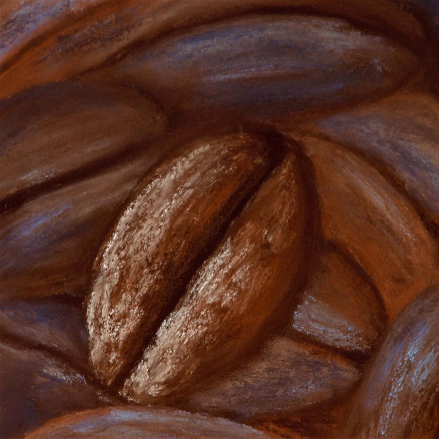 Coffee Bean Pastel - Coffee Beans by Cheryl Albert
