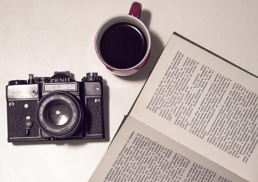 Coffee Photograph - Coffee, books and memories by Julija Miova
