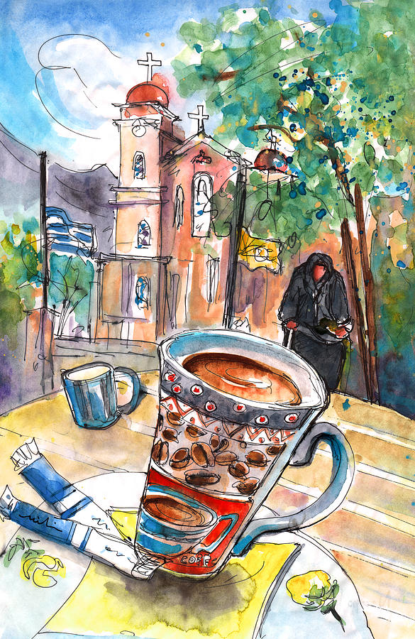 Coffee Break in Neapoli in Crete Painting by Miki De Goodaboom
