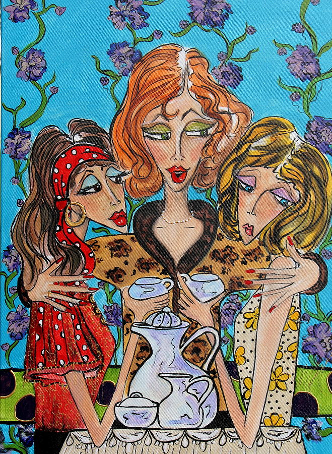 Women Painting - Coffee Clutch II by Yvonne Feavearyear