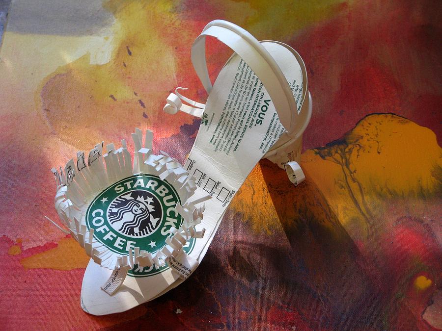 Cup Sculpture - Coffee Cup Slipper For The Barister by Alfred Ng